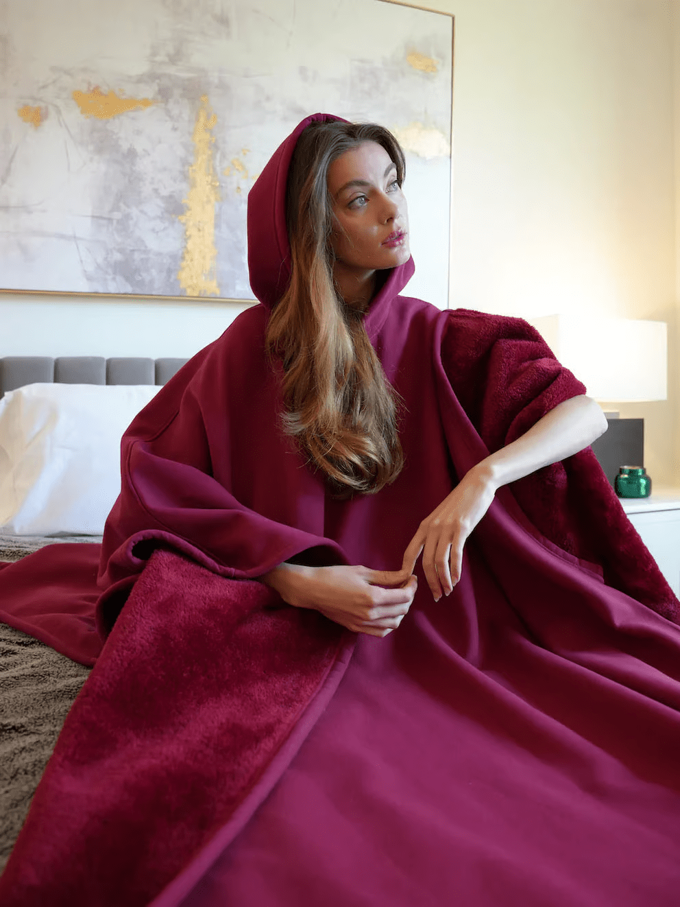 Women's oversized hoodie, soft feel, relaxed fit for calming wear & comfort.
