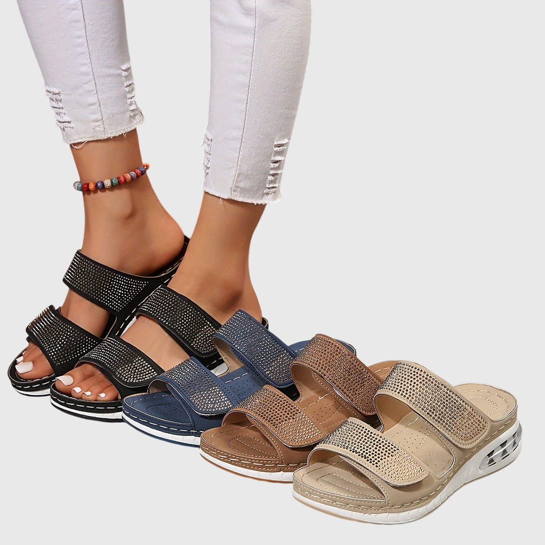 Soft-strapped women's comfort sandals, featuring ergonomic arch support for ultimate foot health.