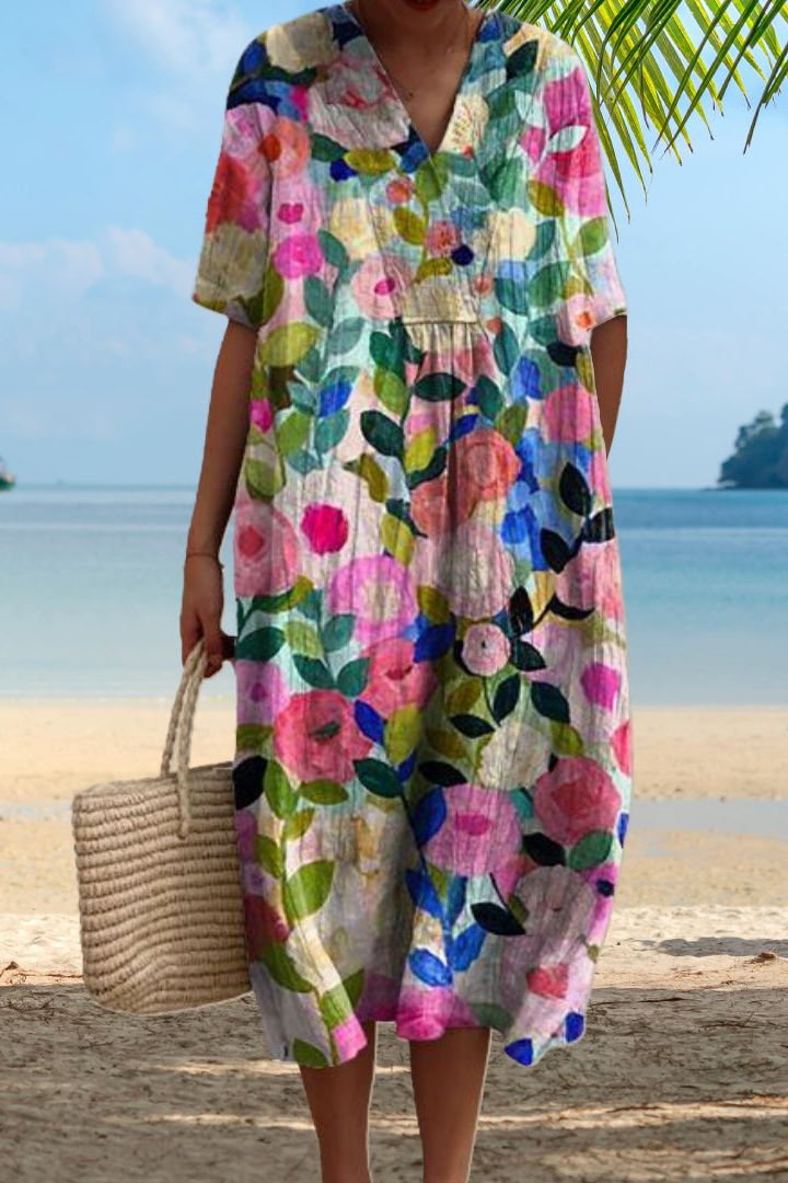 Women's comfortable classic midi dress, relaxed fit for everyday elegance. Versatile and machine washable.