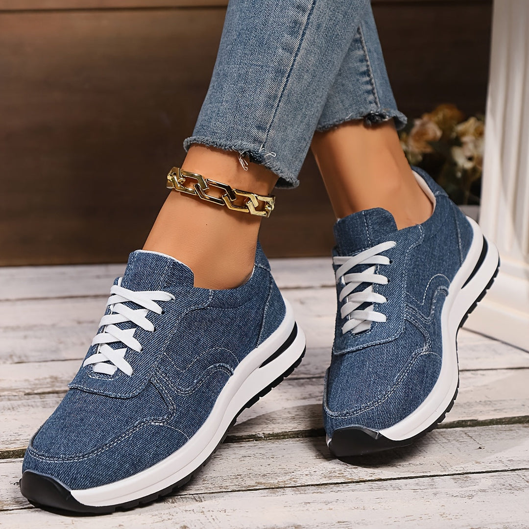 Stylish yet comfortable women's sneakers; features arch support, wide toe box, & ergonomic sole for daily wear.