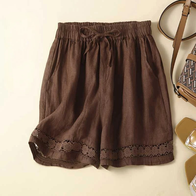 Vibrant floral print women's shorts, super comfortable with elastic waist, great for summer fashion.