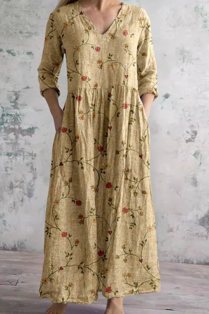 Comfortable women's spring maxi dress, designed for a flowing feel and elegant casual wear. Long dress.