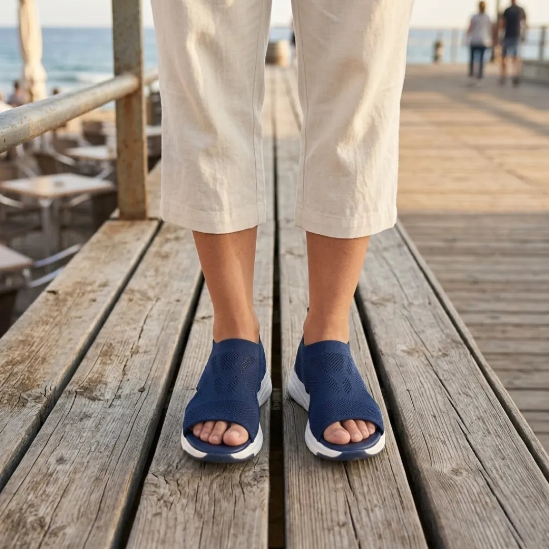 Mesh breathable women's sandals, comfortable, arch support for summer wear.