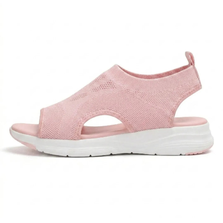 Wedged mesh sandals for women, orthopedic arch support, comfortable walking.