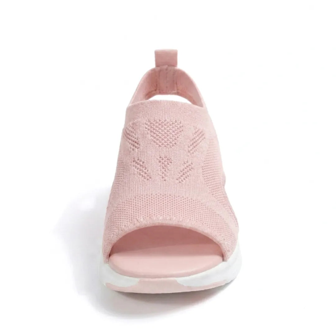 Breathable mesh slip-on women's sandals, orthopedic arch support, casual.