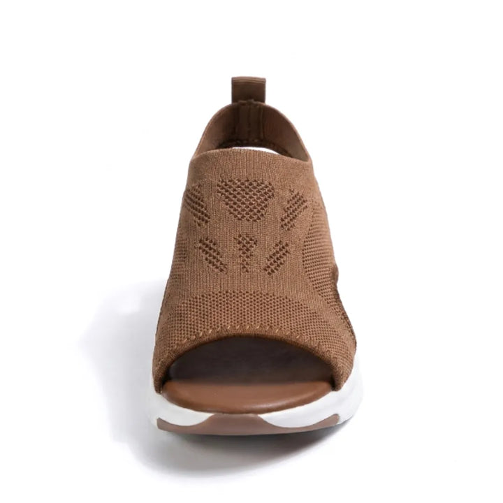 Orthopedic wedge sandals for women, mesh & arch support, walking comfort.