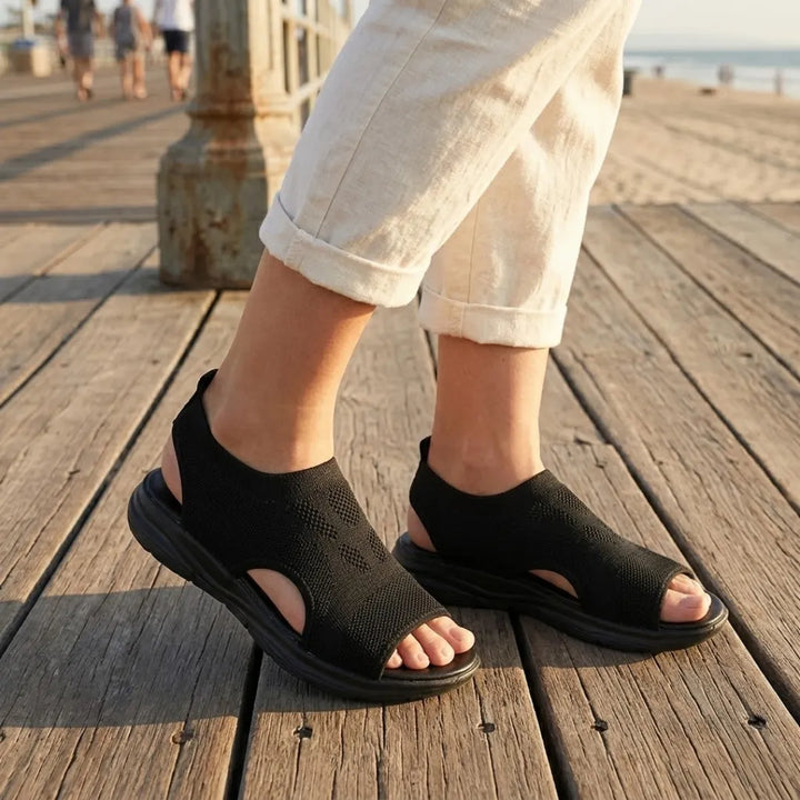 Summer casual mesh sandals for women, arch support, slip-on style comfort.