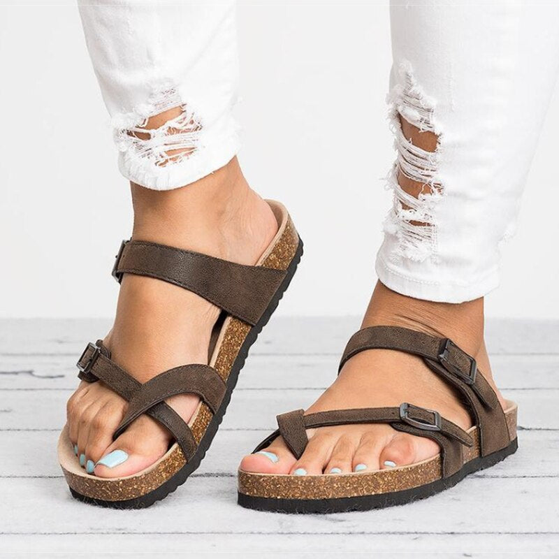 Stylish women's adjustable orthopedic sandals providing excellent arch support for all-day comfort.