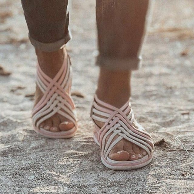 Stylish women's orthopedic footwear, offering comfortable foot & arch support for summer relief.