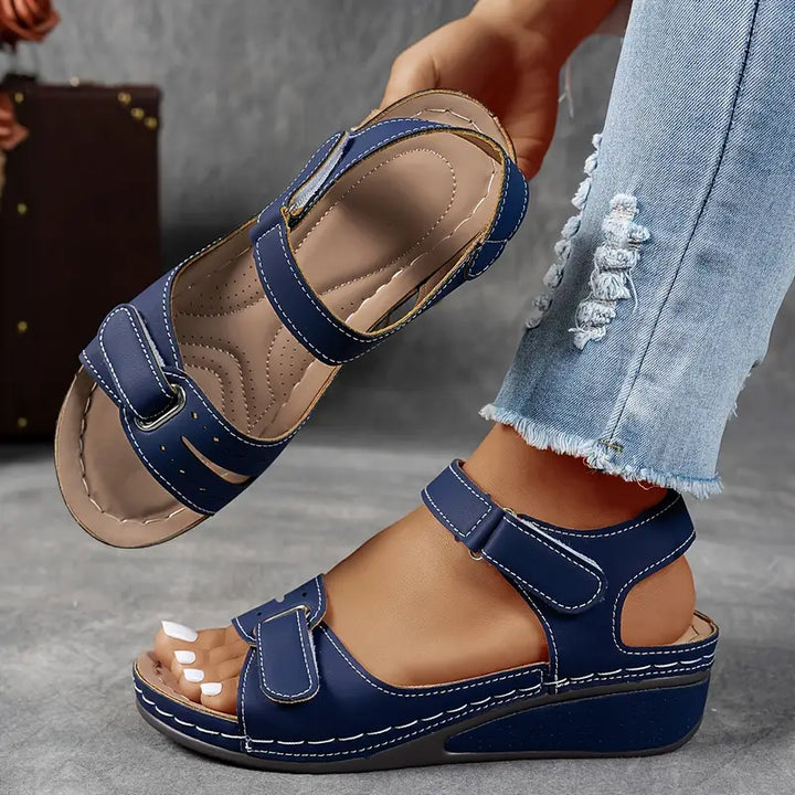 Chic women's platform sandals featuring adjustable Velcro straps for ultimate comfort & a fashionable summer look.