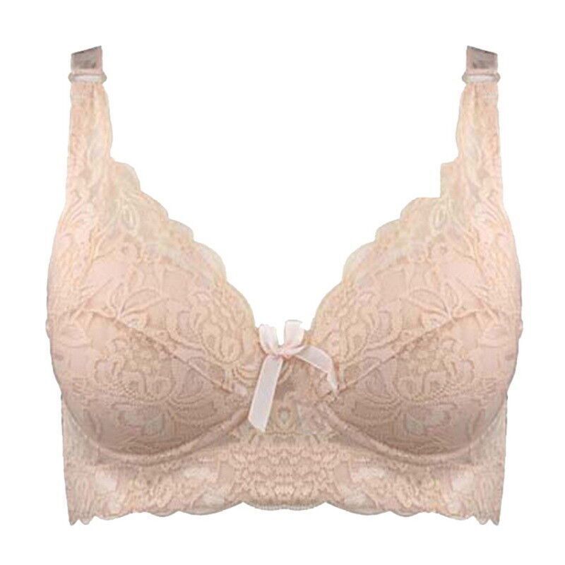 Elegant plus-size wire-free lace bra for women, comfortable intimate apparel with full support.