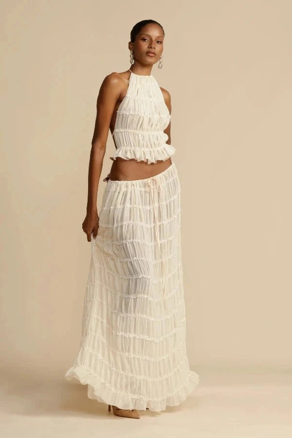 Printed women's two-piece lounge co-ord set. Comfortable & stylish matching casual wear for women.