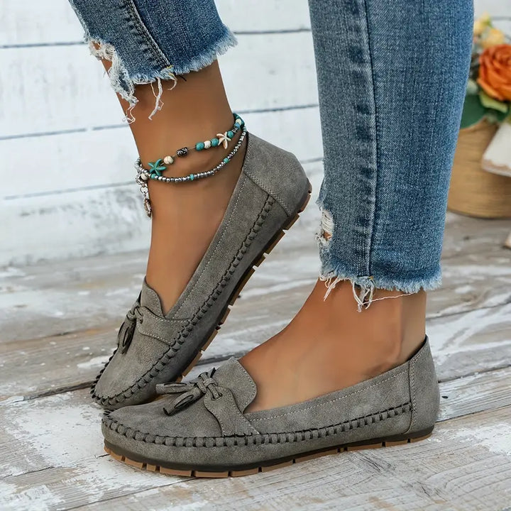 Classic women's loafers, vintage style with modern cushioned support for comfort.