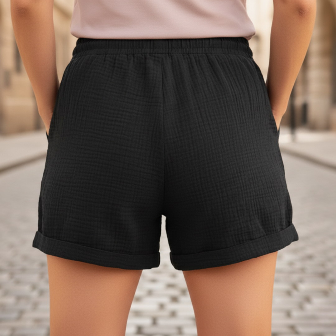 Casual women's drawstring shorts in a relaxed fit, ideal for warm weather and ultimate comfort.