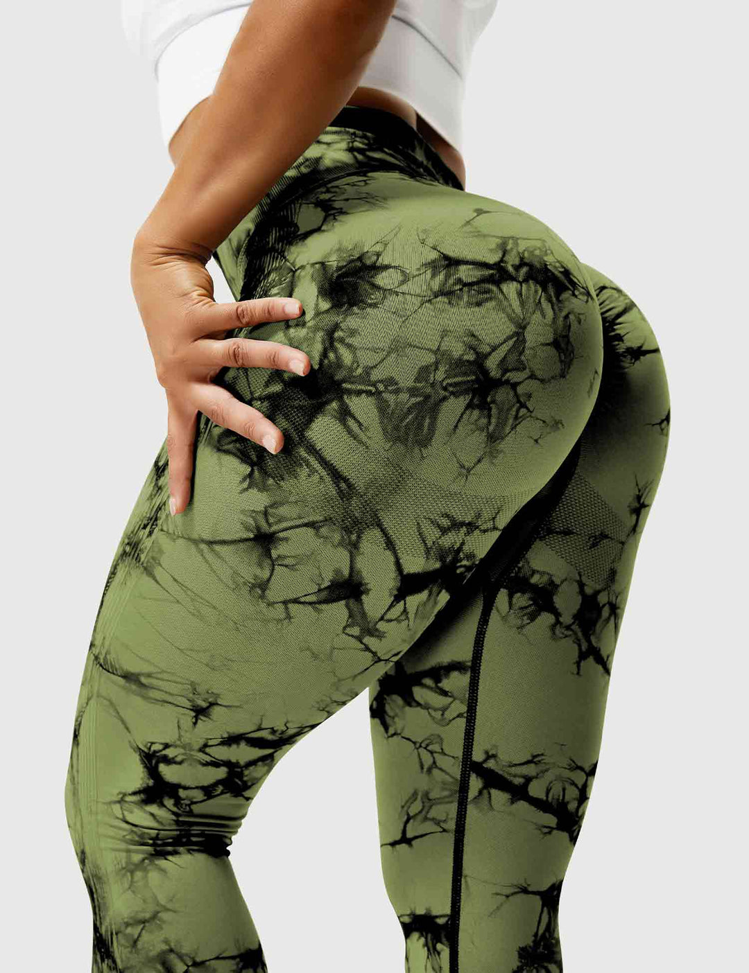 Durable tie dye workout leggings for women's exercise.