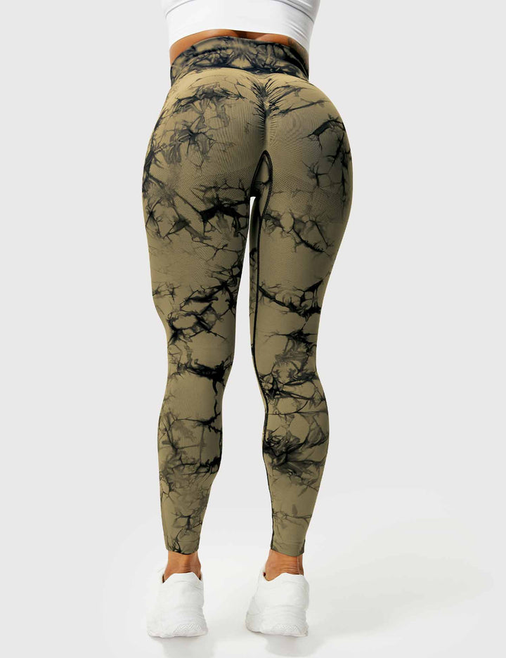 Women's high-rise tie dye leggings for secure fit.