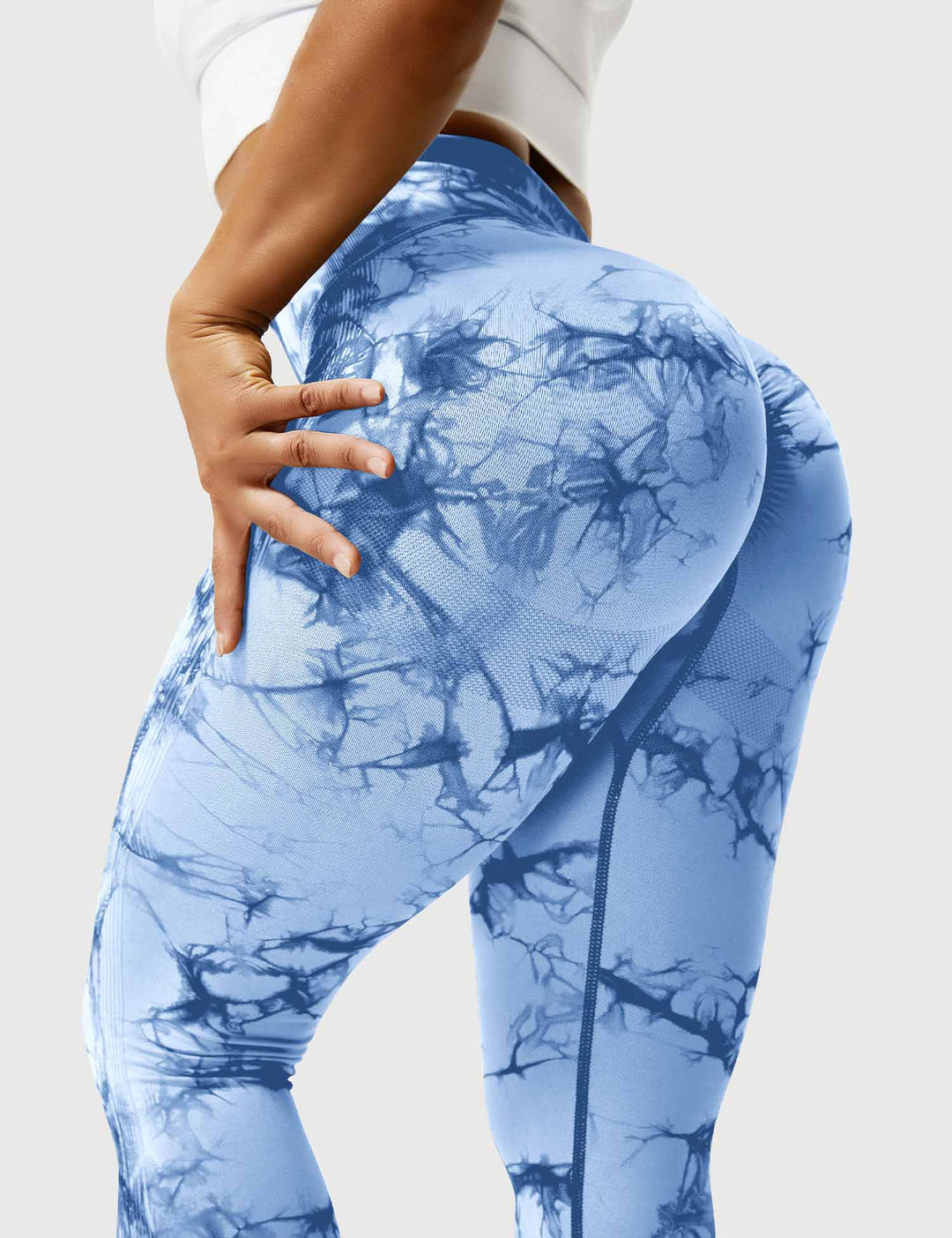 Women's tie dye leggings, featuring a comfortable high waist.