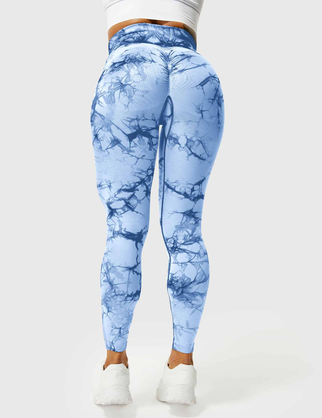 High-waist tie dye athletic leggings for women's support.