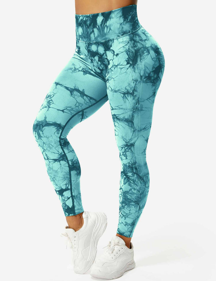 High-waist tie dye workout leggings for women's comfortable fitness.