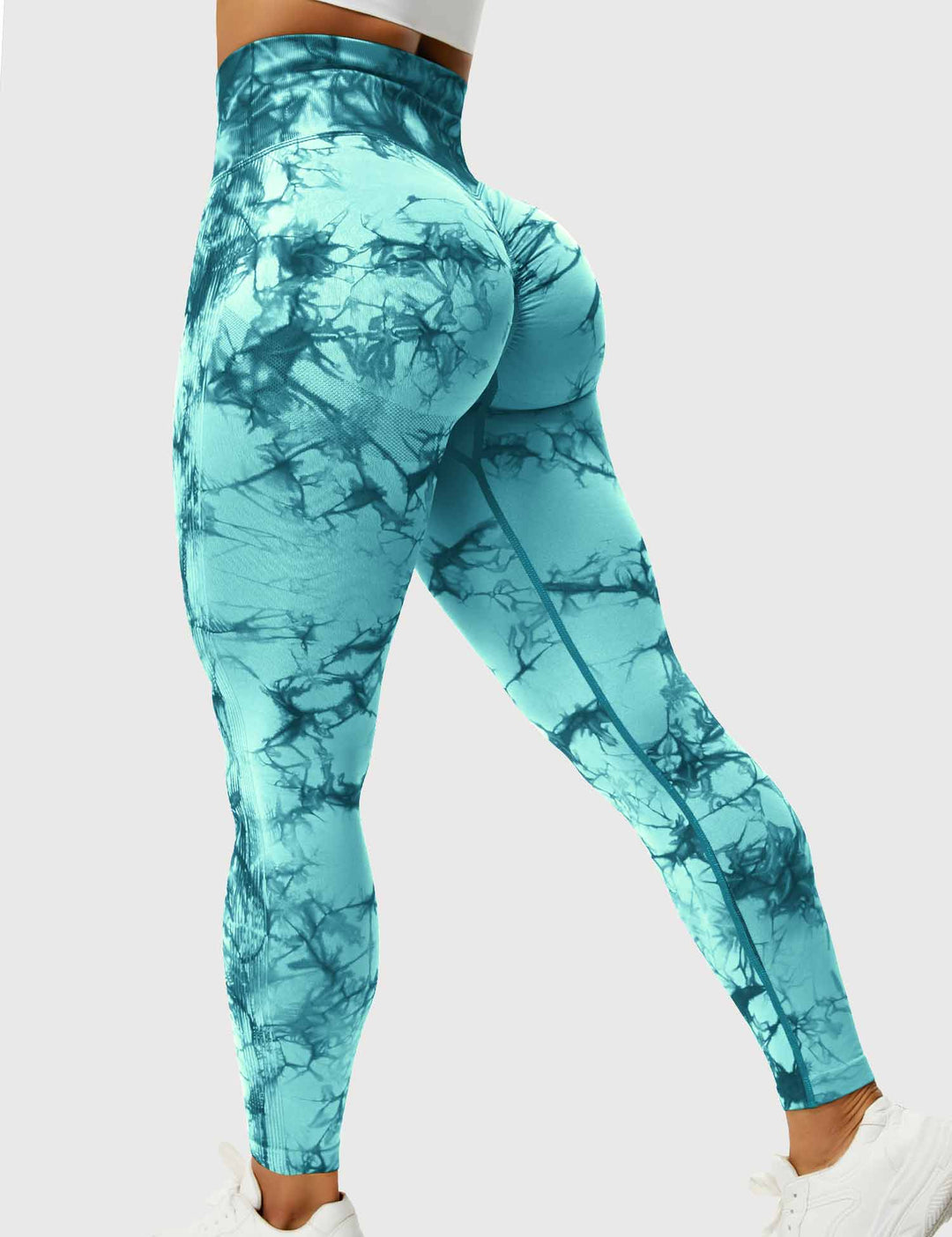 Athletic tie dye leggings for women, offering support & comfort.