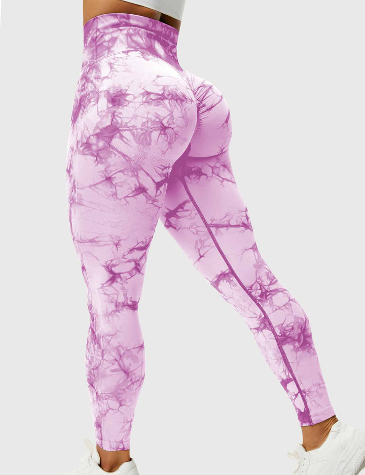 High-waisted tie dye workout pants for women, sleek and effective.