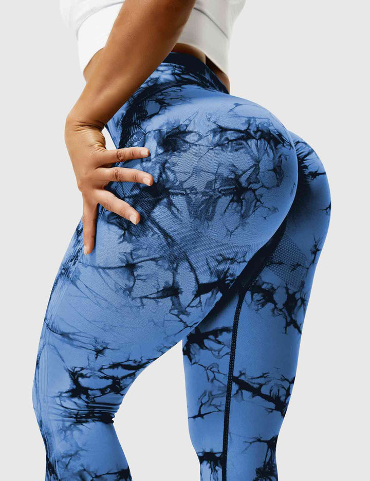Comfortable women's leggings with unique tie dye pattern.