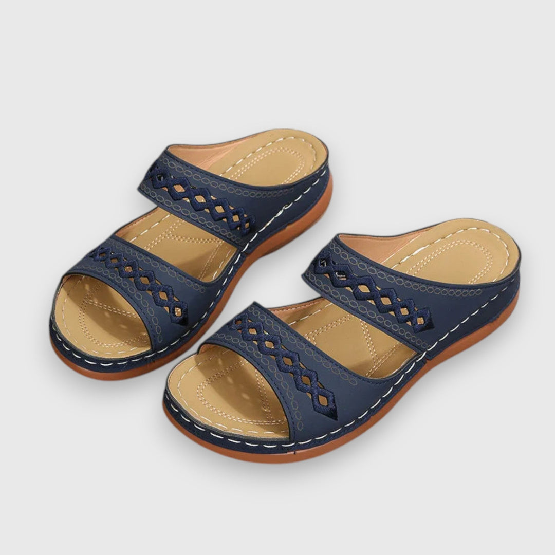 Slip-on wide fit summer sandals for women, offering ultimate comfort and fashion.