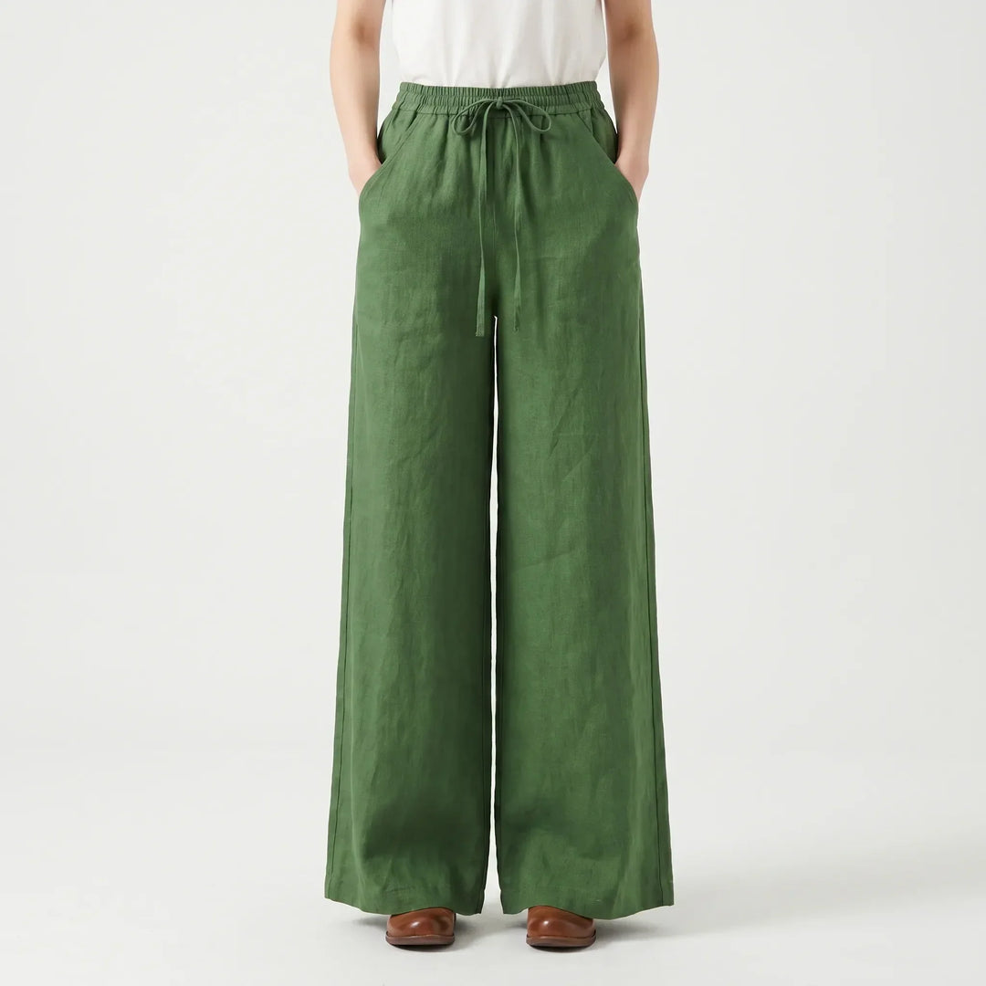 Stylish women's wide-leg pants for comfortable casual wear. Relaxed pull-on fit, great for spring & summer fashion.