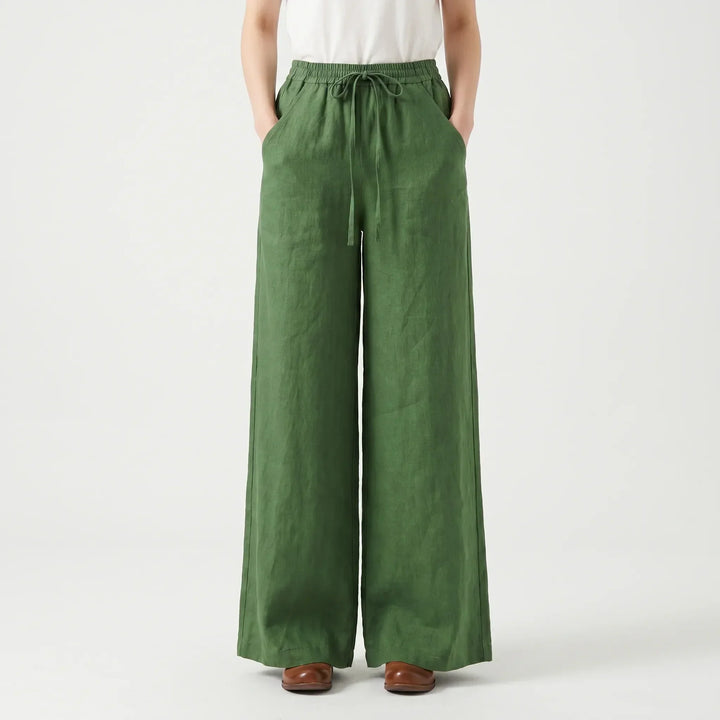Stylish women's wide-leg pants for comfortable casual wear. Relaxed pull-on fit, great for spring & summer fashion.