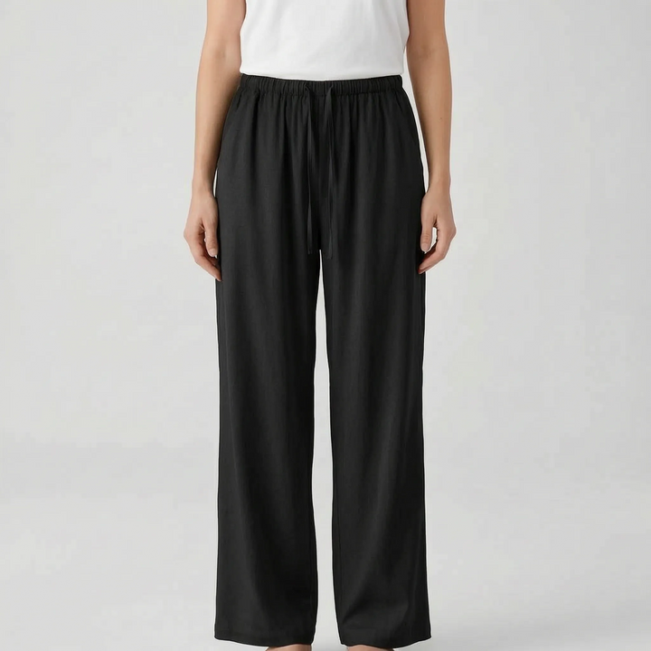 Breezy wide-leg summer pants for women, high-waisted & comfortable, perfect vacation wear.