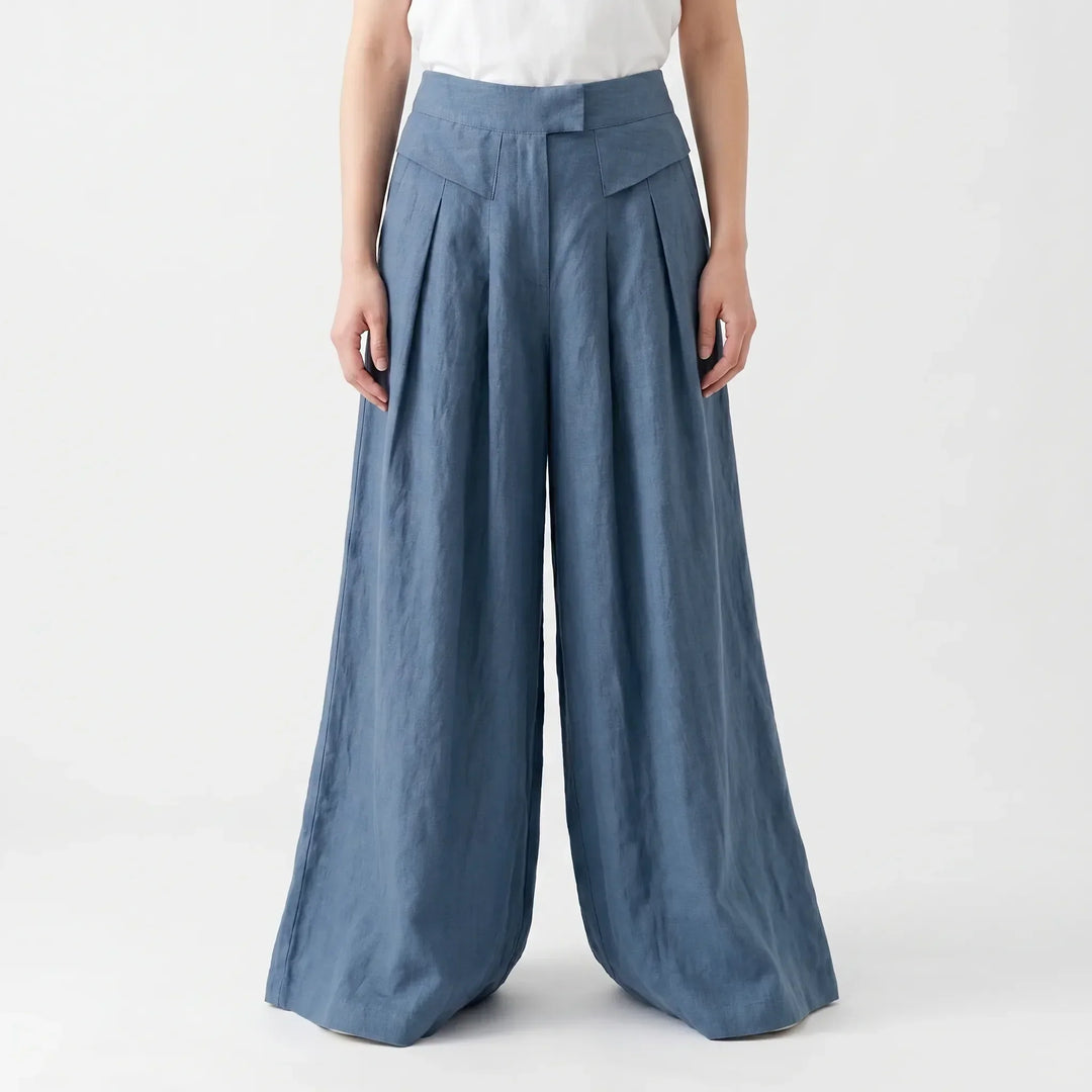 Relaxed fit wide-leg women's pants, offering comfort and style for warm weather and summer activities.