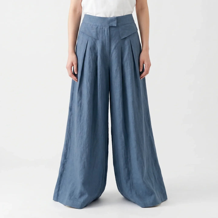 Relaxed fit wide-leg women's pants, offering comfort and style for warm weather and summer activities.