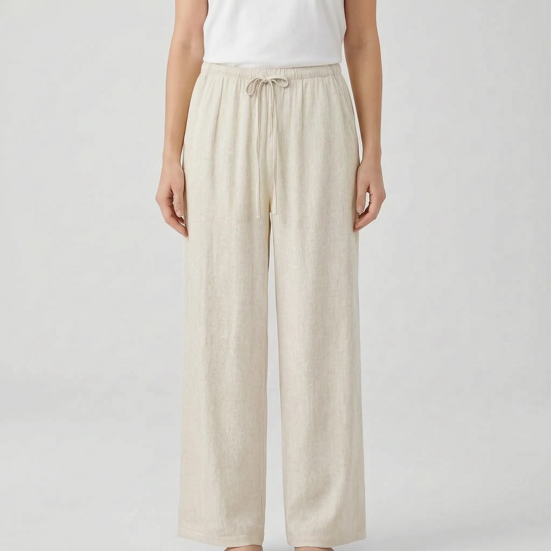 Comfortable wide-leg summer pants for women, relaxed fit & flowy, ideal for casual summer style.