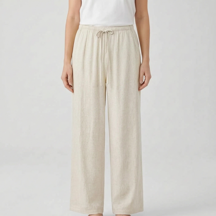 Comfortable wide-leg summer pants for women, relaxed fit & flowy, ideal for casual summer style.