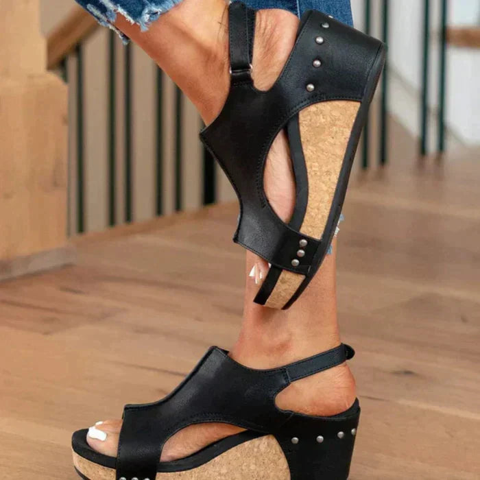 Comfortable women's orthopedic sandals with a supportive wedge heel and excellent arch support.