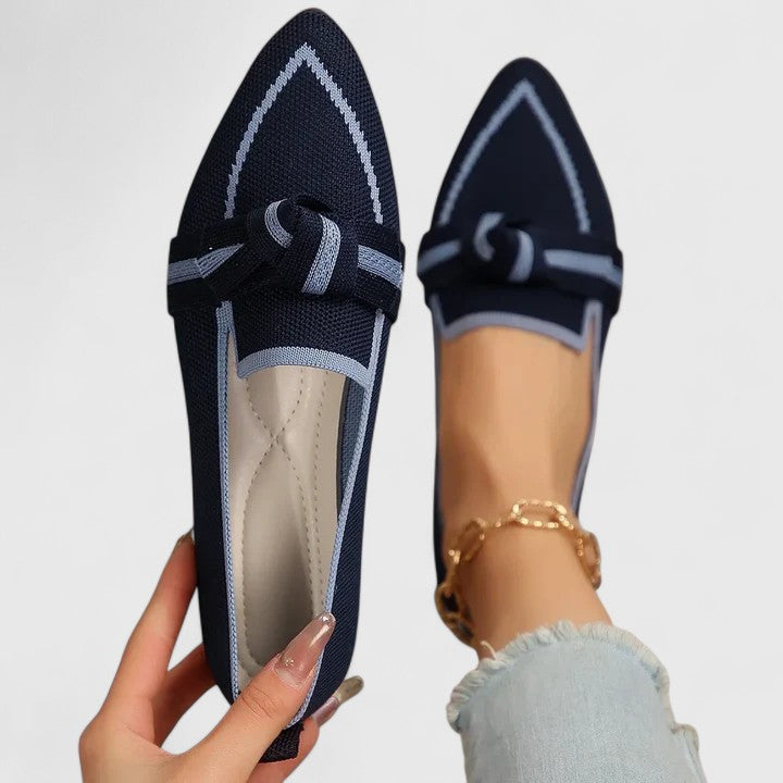 Comfortable women's slip-on loafers, pointed toe & contrast trim, great for office, casual, or everyday chic shoes.