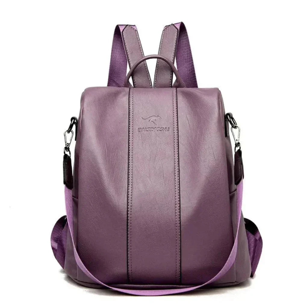 Sleek black women's anti-theft backpack, easily converts to a shoulder bag, great for commuting.