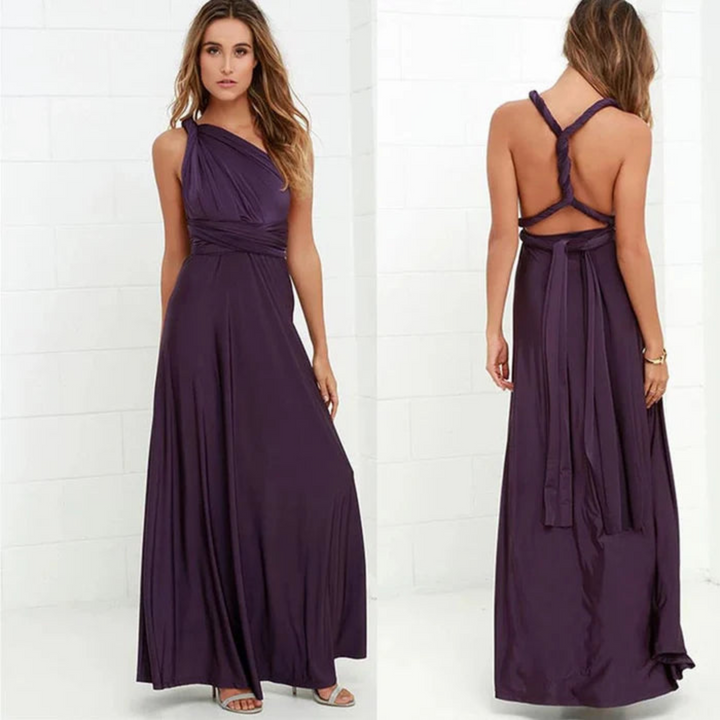 Elegant Women's Backless Maxi Dress, a chic convertible design for summer parties and events.