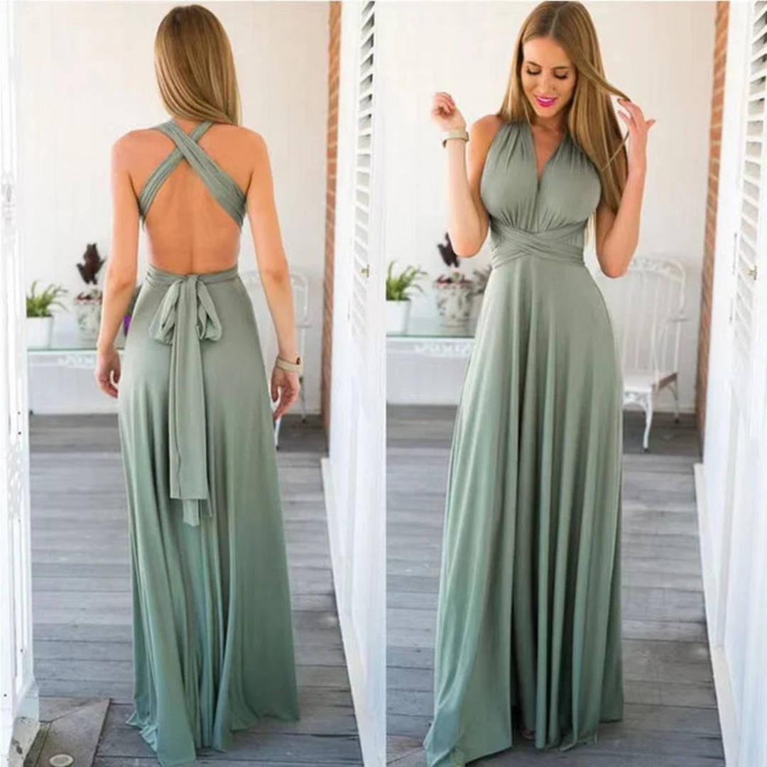 Sophisticated Women's Convertible Backless Maxi Dress, an elegant choice for evening & cocktail events.