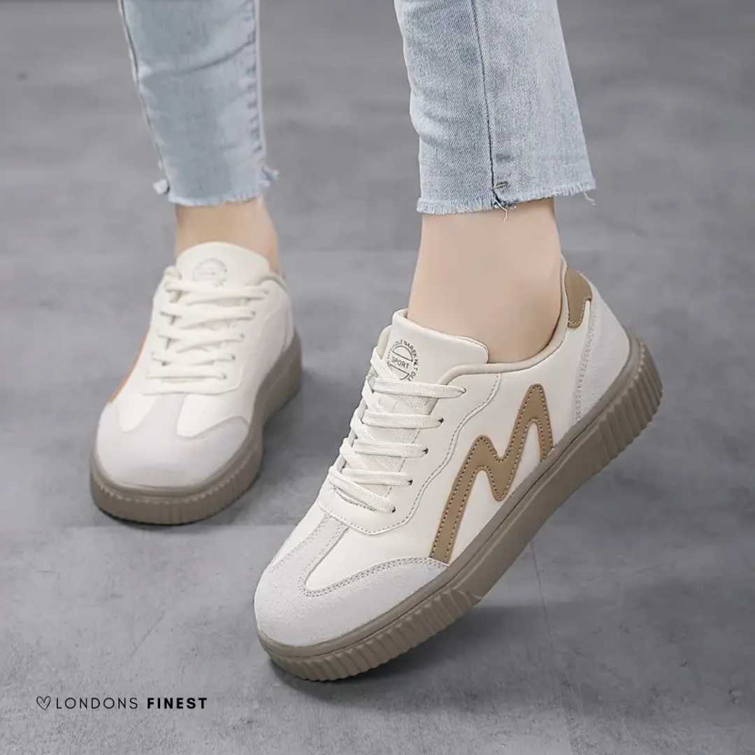 Women's Corinne casual comfort sneakers in beige, offering all-day support & ergonomic design for everyday walking.