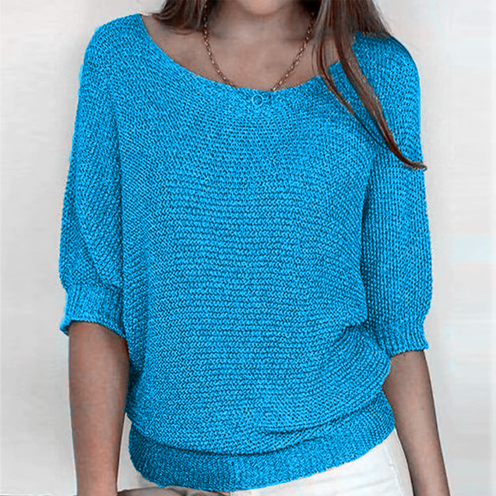 Casual chic women's cozy knit sweater, a comfortable everyday fashion top.