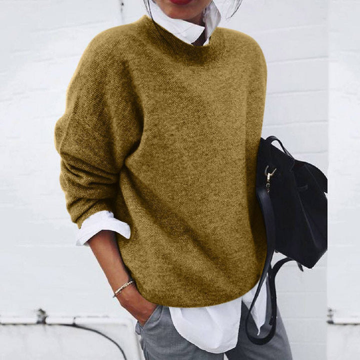 Women's cozy fine warm pullover sweater in an elegant style, perfect for fall & winter comfort. Long sleeve, crew neck.