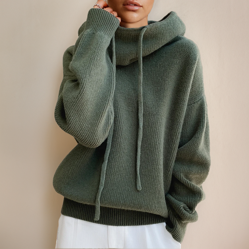 Women's cozy high neck sweater in soft knit for winter warmth & style.