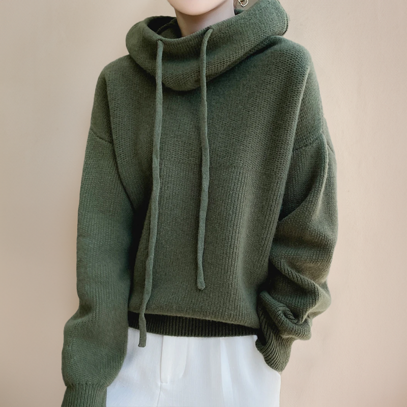 Elegant women's high neck sweater, perfect long sleeve top for fall casual wear & layering.