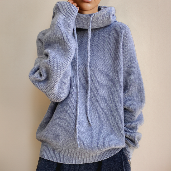 Soft women's high neck sweater, a cozy long sleeve top ideal for fall & winter comfort.