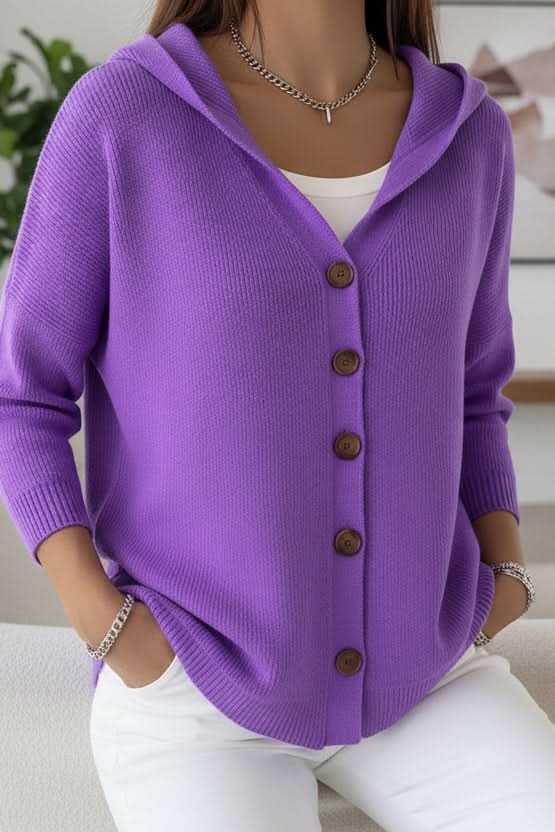 Versatile women's hooded sweater, soft knit and open front, for everyday fashion.