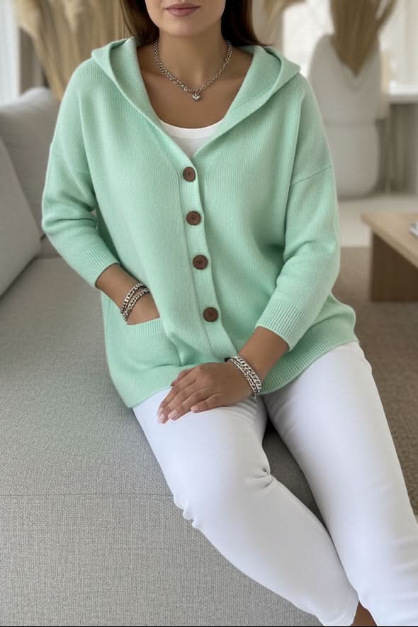 Cozy women's hooded cardigan, a relaxed fit layering top perfect for fall.