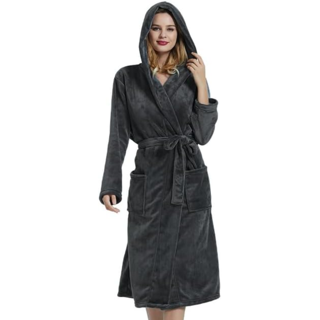 Indulge in comfort with this soft women's full-length hooded robe, perfect sleepwear and loungewear.