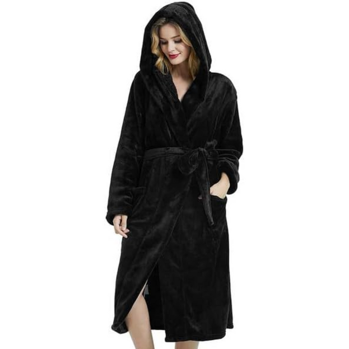 Elegant women's full-length hooded robe, a cozy addition to your loungewear collection. Soft and plush.