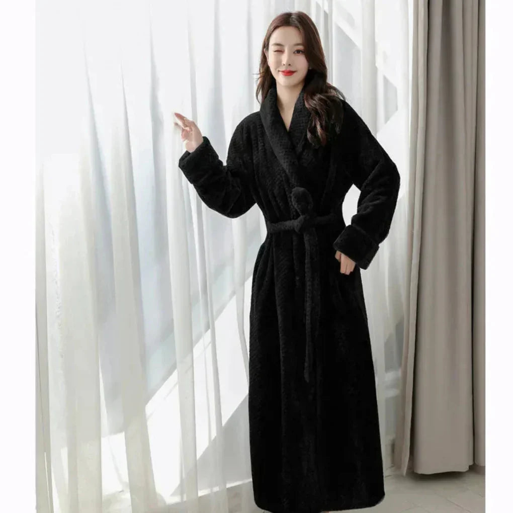 Plush hooded robe for women, designed for supreme coziness and relaxation as luxurious loungewear.